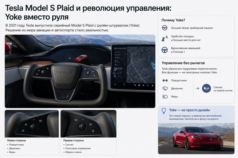 Эволюция руля: от деревянного штурвала до джойстика в Tesla